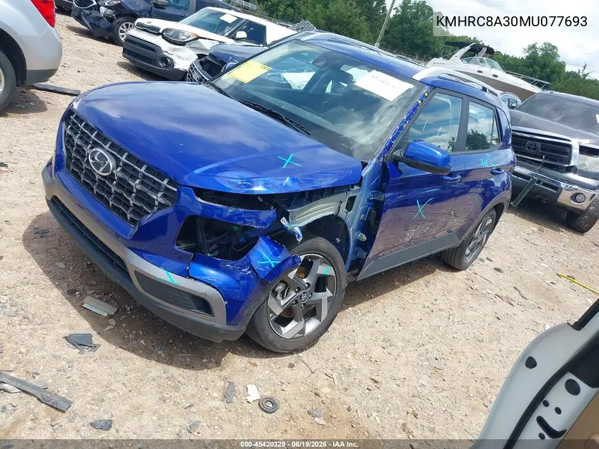 2021 Hyundai Venue Sel VIN: KMHRC8A30MU077693 Lot: 45420329