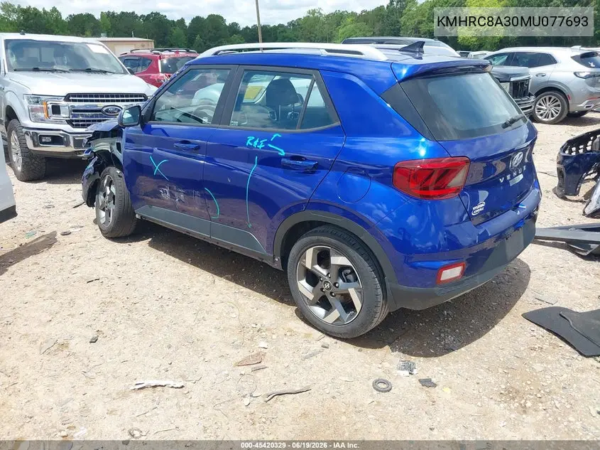 2021 Hyundai Venue Sel VIN: KMHRC8A30MU077693 Lot: 45420329