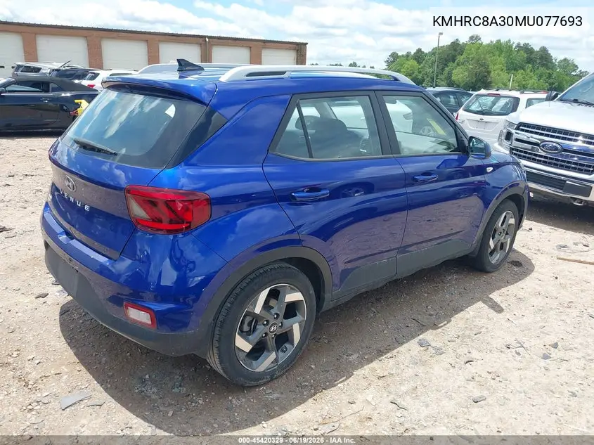 2021 Hyundai Venue Sel VIN: KMHRC8A30MU077693 Lot: 45420329