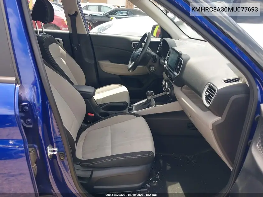 2021 Hyundai Venue Sel VIN: KMHRC8A30MU077693 Lot: 45420329