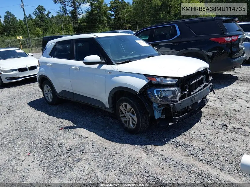 2021 Hyundai Venue Se VIN: KMHRB8A38MU114735 Lot: 45445127