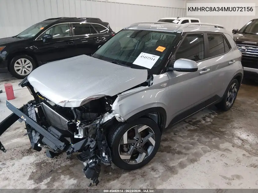 2021 Hyundai Venue Sel VIN: KMHRC8A34MU072156 Lot: 45452514