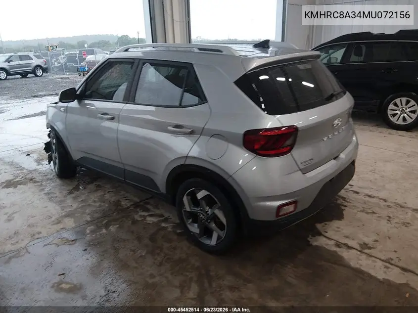 2021 Hyundai Venue Sel VIN: KMHRC8A34MU072156 Lot: 45452514