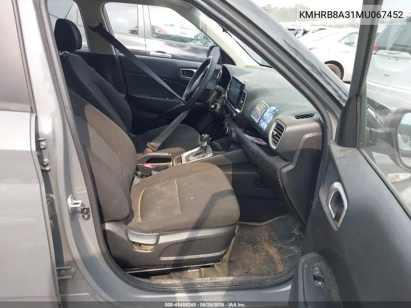 2021 Hyundai Venue Se VIN: KMHRB8A31MU067452 Lot: 45458249