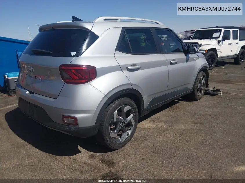 2021 Hyundai Venue Sel VIN: KMHRC8A3XMU072744 Lot: 45534927