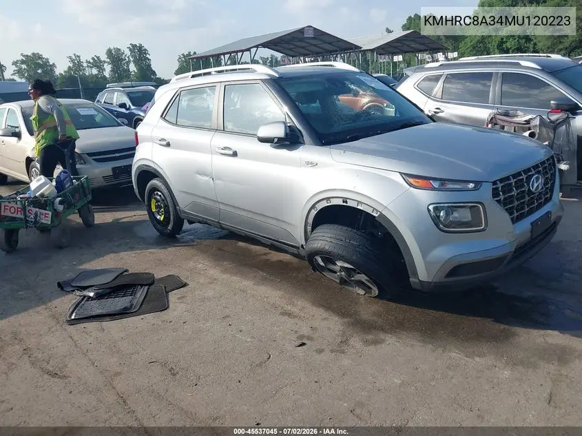 2021 Hyundai Venue Sel VIN: KMHRC8A34MU120223 Lot: 45537045