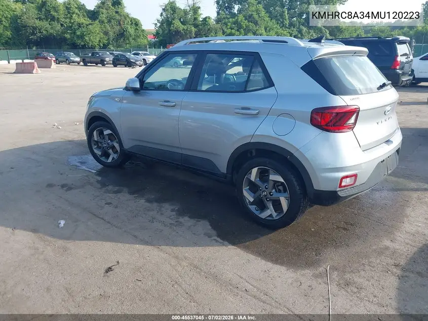 2021 Hyundai Venue Sel VIN: KMHRC8A34MU120223 Lot: 45537045