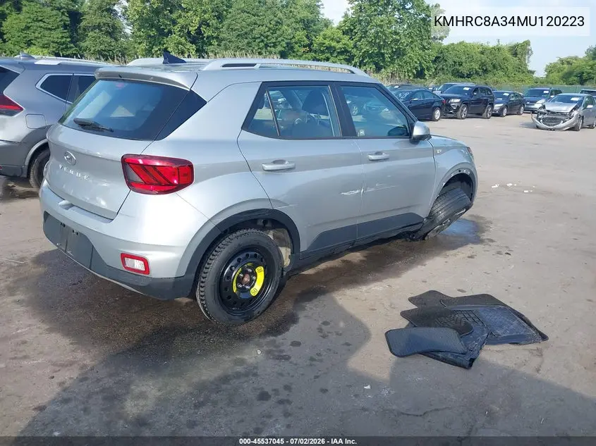 2021 Hyundai Venue Sel VIN: KMHRC8A34MU120223 Lot: 45537045