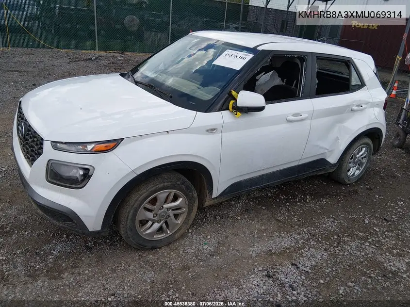 2021 Hyundai Venue Se VIN: KMHRB8A3XMU069314 Lot: 45538380