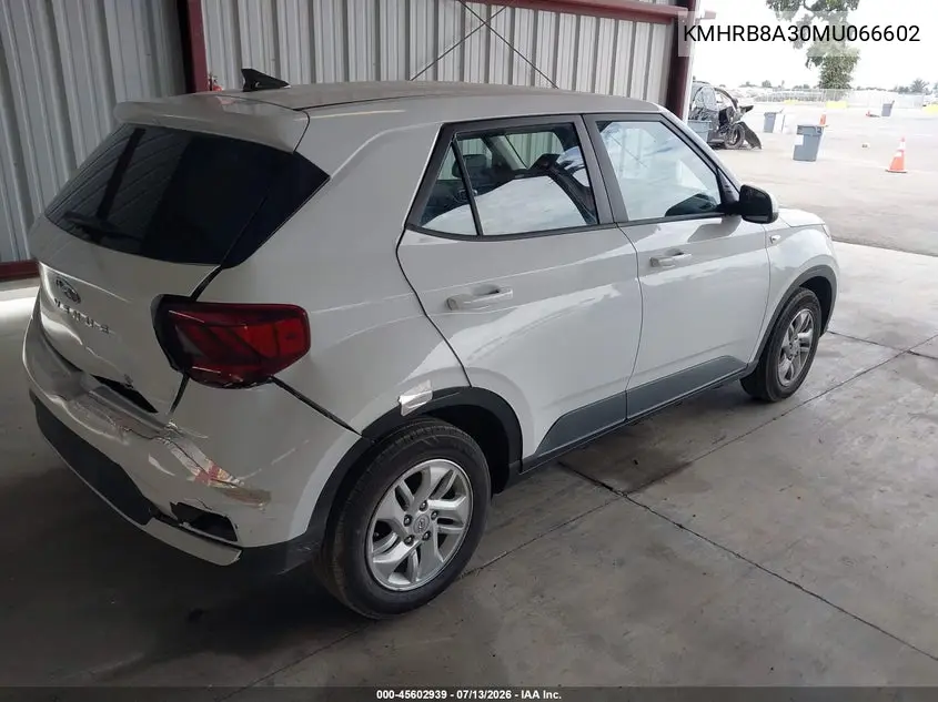 2021 Hyundai Venue Se VIN: KMHRB8A30MU066602 Lot: 45602939