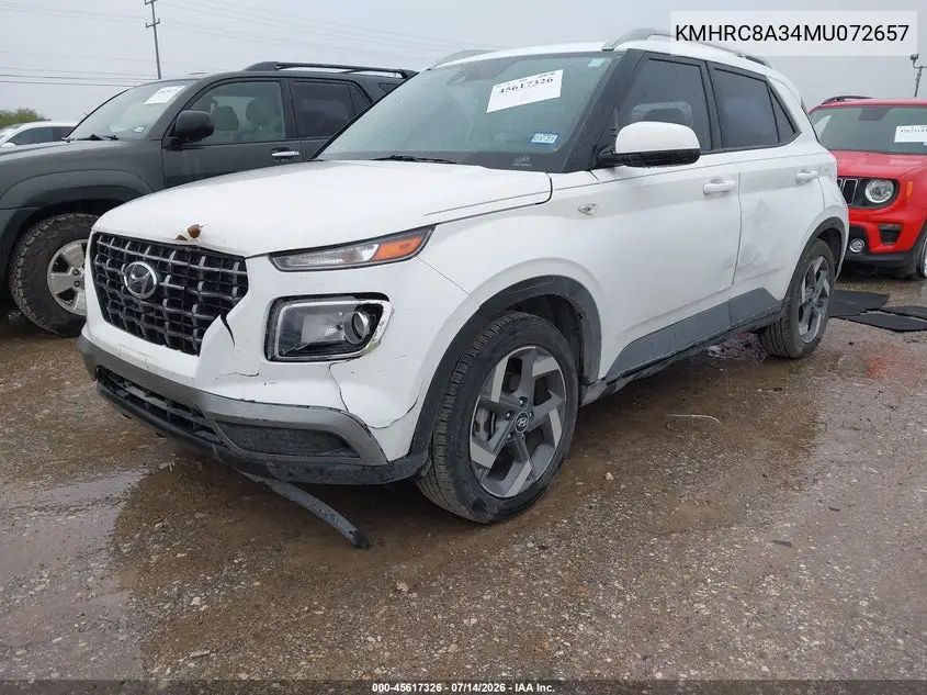 2021 Hyundai Venue Sel VIN: KMHRC8A34MU072657 Lot: 45617326