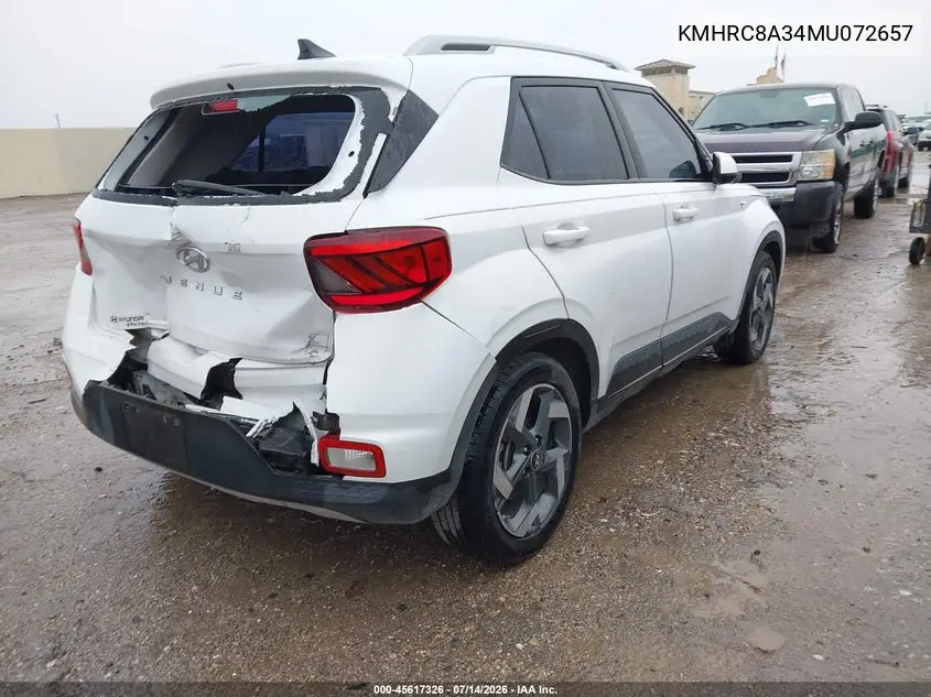 2021 Hyundai Venue Sel VIN: KMHRC8A34MU072657 Lot: 45617326