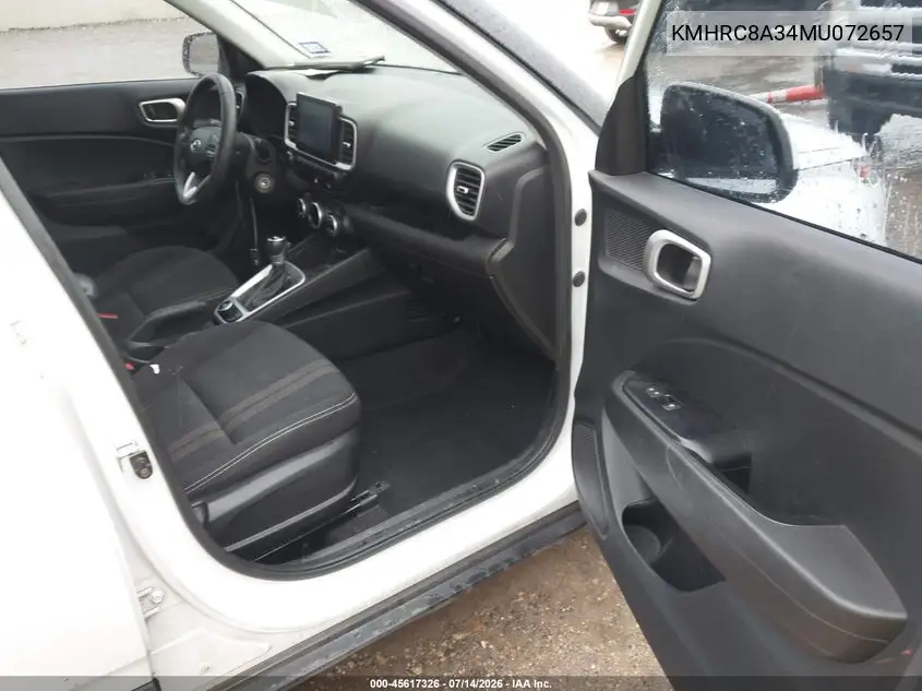 2021 Hyundai Venue Sel VIN: KMHRC8A34MU072657 Lot: 45617326
