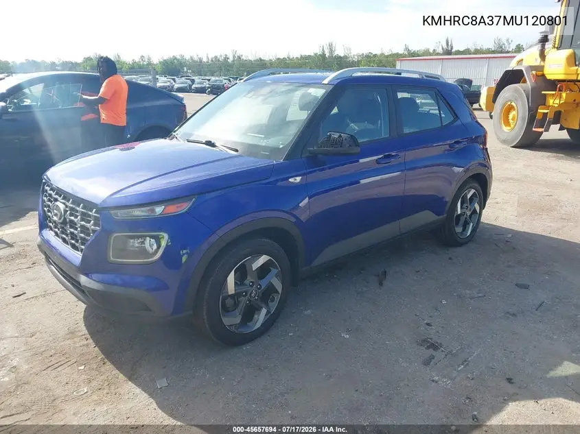 2021 Hyundai Venue Sel VIN: KMHRC8A37MU120801 Lot: 45657694