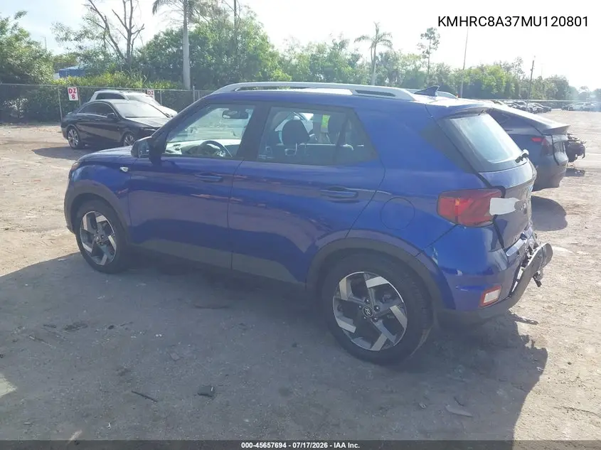 2021 Hyundai Venue Sel VIN: KMHRC8A37MU120801 Lot: 45657694