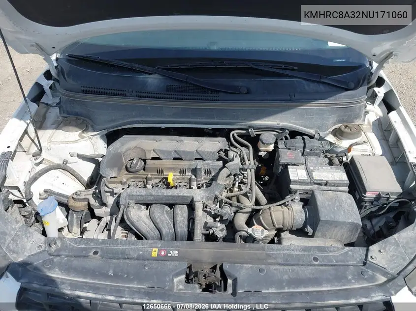 2022 Hyundai Venue Preferred With Two-Tone Body Colour VIN: KMHRC8A32NU171060 Lot: 12650666