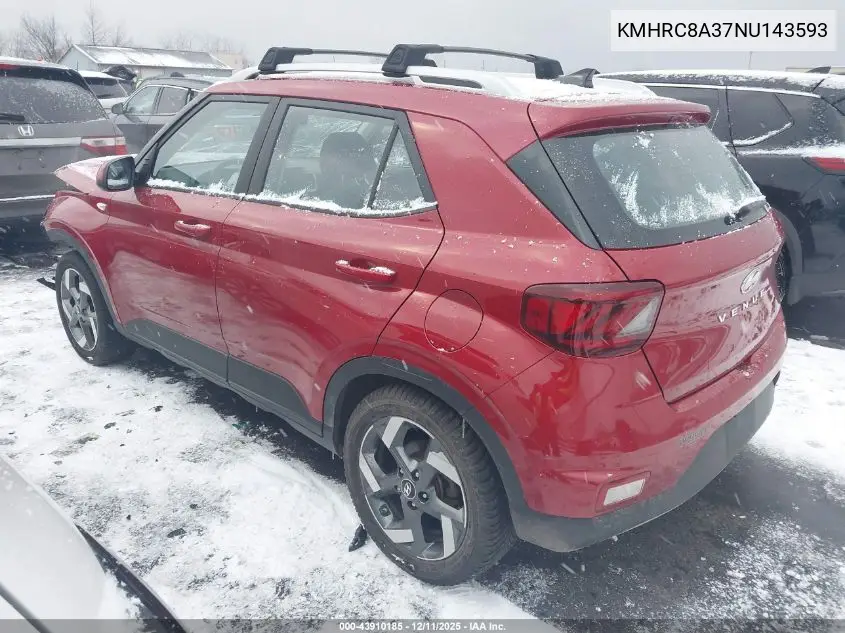 KMHRC8A37NU143593 2022 Hyundai Venue Limited