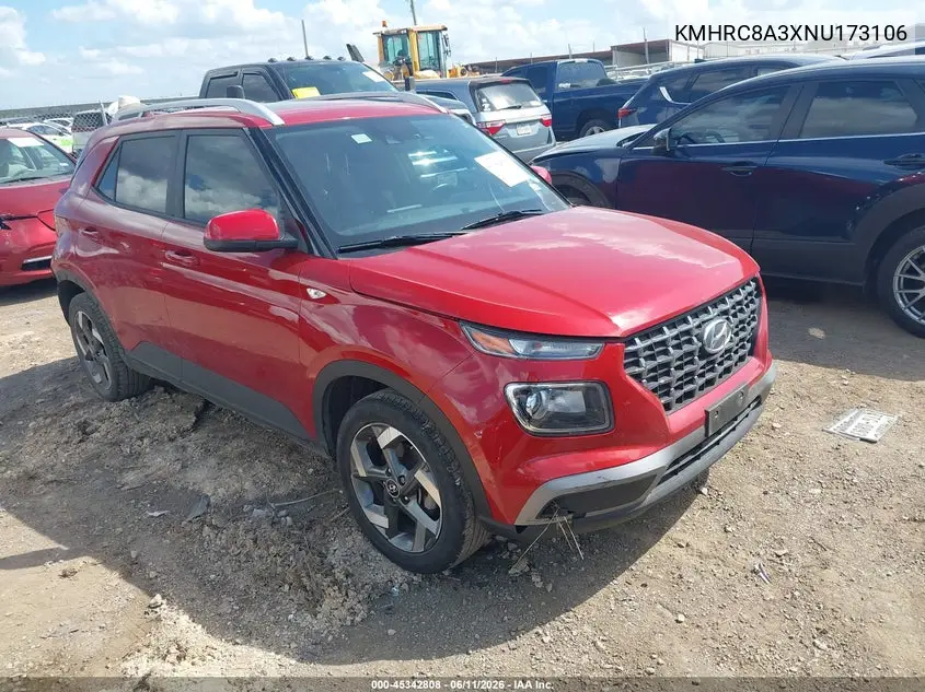 2022 Hyundai Venue Sel VIN: KMHRC8A3XNU173106 Lot: 45342808