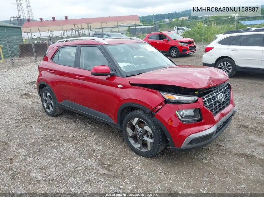 2022 Hyundai Venue Sel VIN: KMHRC8A30NU158887 Lot: 45395078