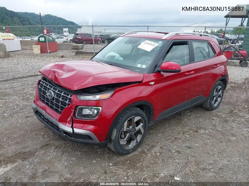 2022 Hyundai Venue Sel VIN: KMHRC8A30NU158887 Lot: 45395078