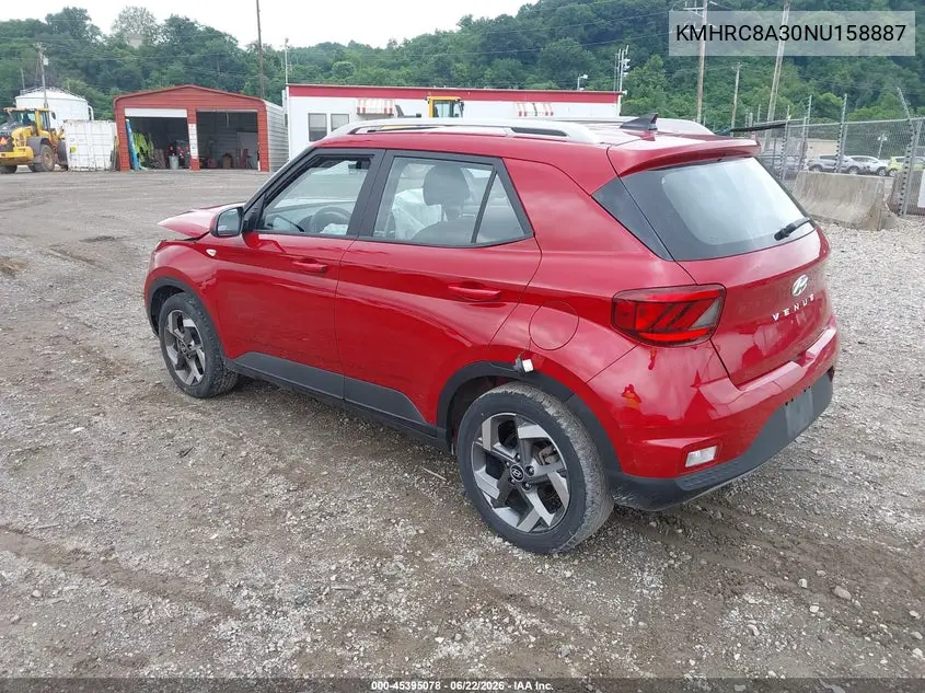 2022 Hyundai Venue Sel VIN: KMHRC8A30NU158887 Lot: 45395078