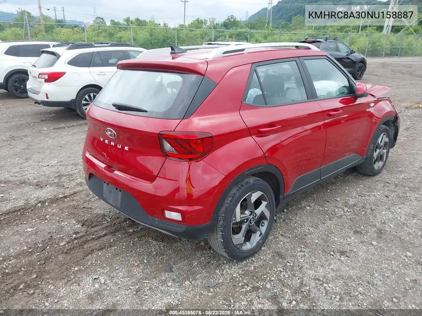 2022 Hyundai Venue Sel VIN: KMHRC8A30NU158887 Lot: 45395078