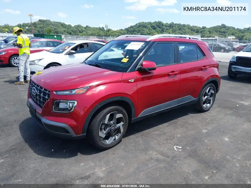 2022 Hyundai Venue Sel VIN: KMHRC8A34NU201174 Lot: 45443306
