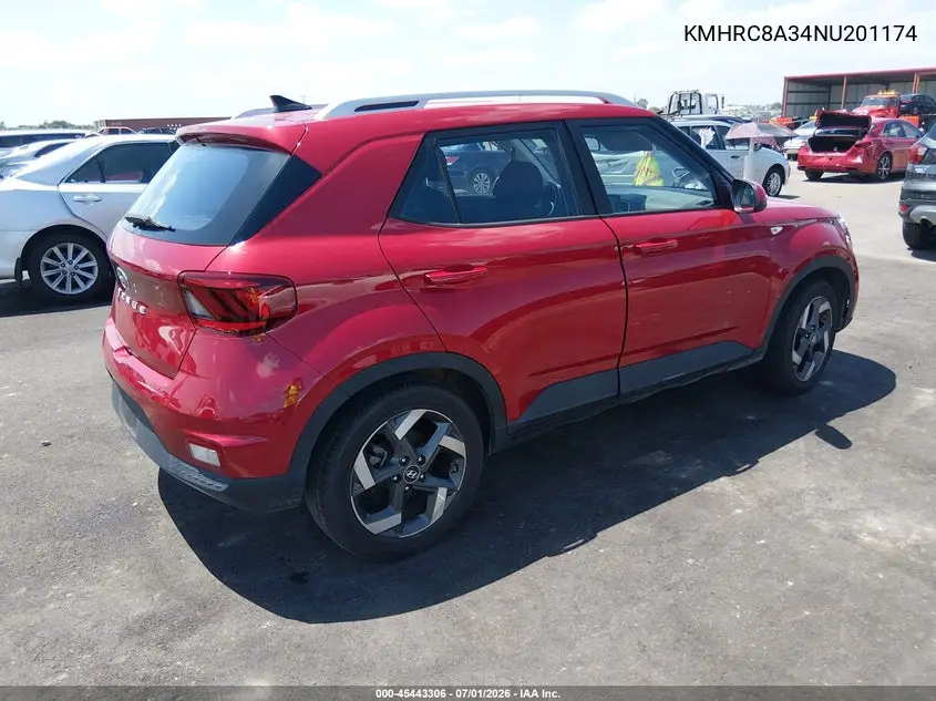 2022 Hyundai Venue Sel VIN: KMHRC8A34NU201174 Lot: 45443306