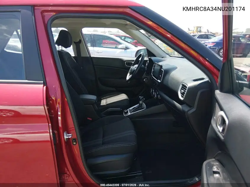 2022 Hyundai Venue Sel VIN: KMHRC8A34NU201174 Lot: 45443306