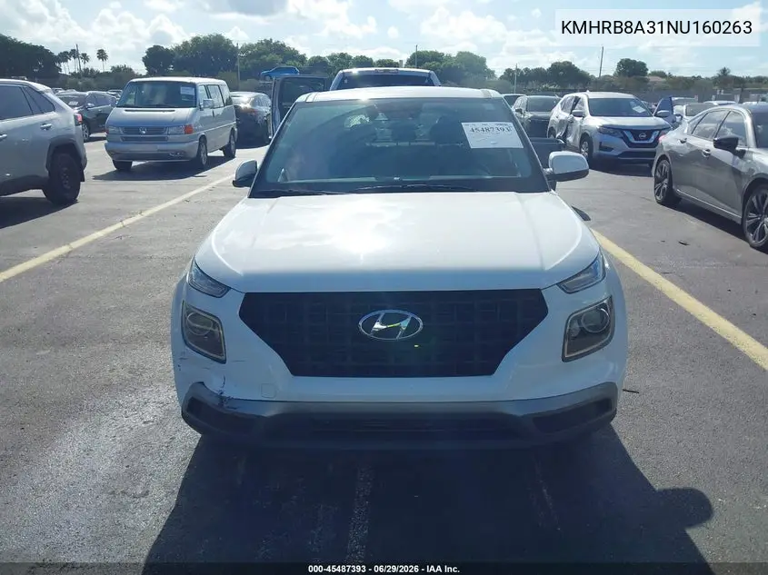 2022 Hyundai Venue Se VIN: KMHRB8A31NU160263 Lot: 45487393