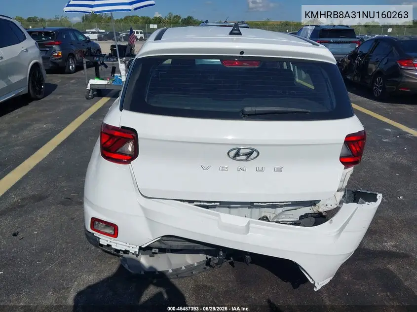 2022 Hyundai Venue Se VIN: KMHRB8A31NU160263 Lot: 45487393