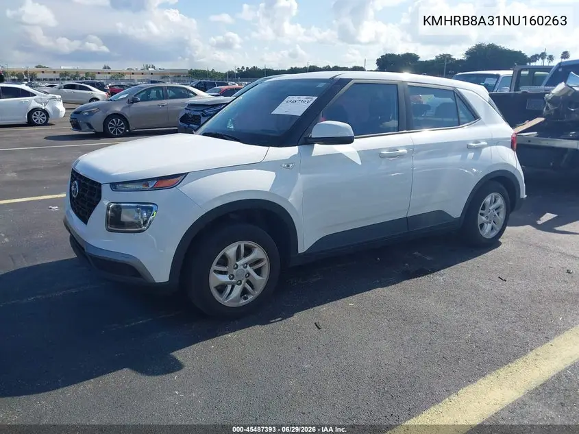 2022 Hyundai Venue Se VIN: KMHRB8A31NU160263 Lot: 45487393