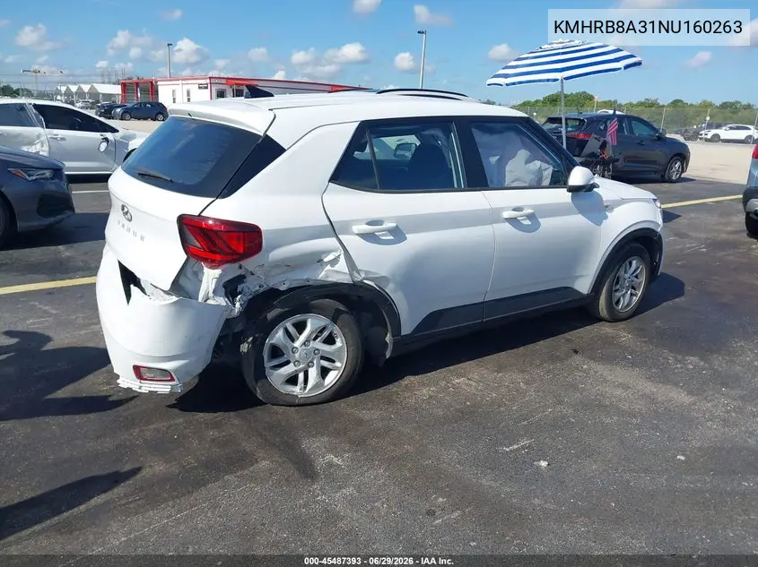 2022 Hyundai Venue Se VIN: KMHRB8A31NU160263 Lot: 45487393