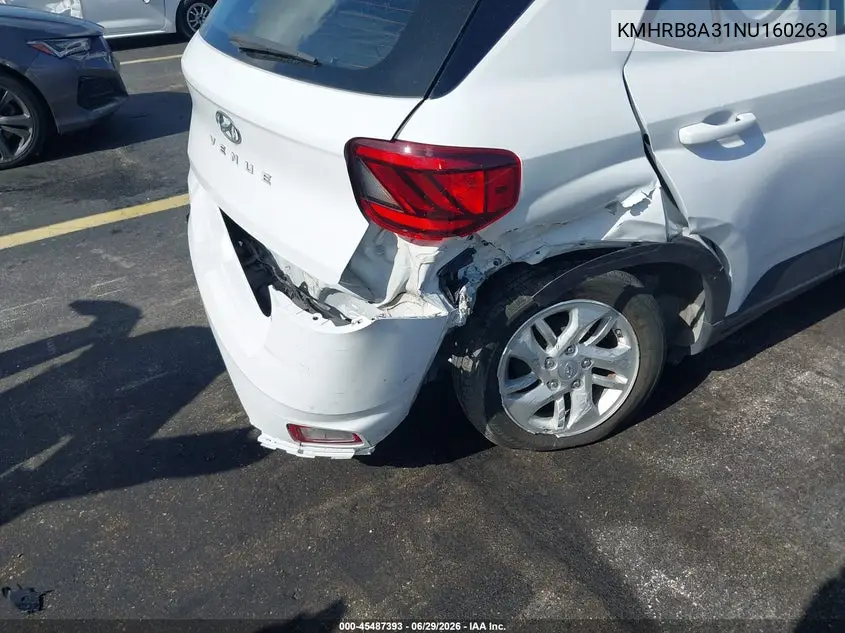 2022 Hyundai Venue Se VIN: KMHRB8A31NU160263 Lot: 45487393