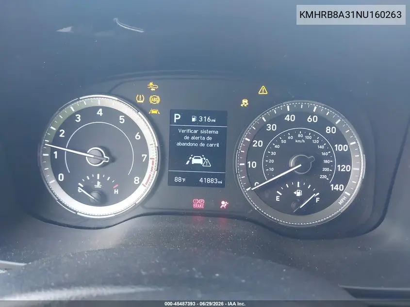 2022 Hyundai Venue Se VIN: KMHRB8A31NU160263 Lot: 45487393