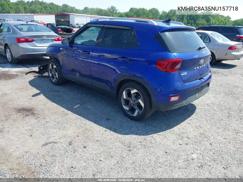 2022 Hyundai Venue Sel VIN: KMHRC8A35NU157718 Lot: 45491439