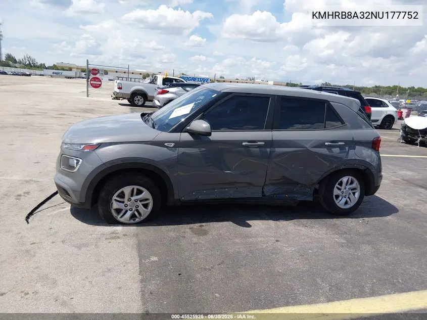 2022 Hyundai Venue Se VIN: KMHRB8A32NU177752 Lot: 45525925