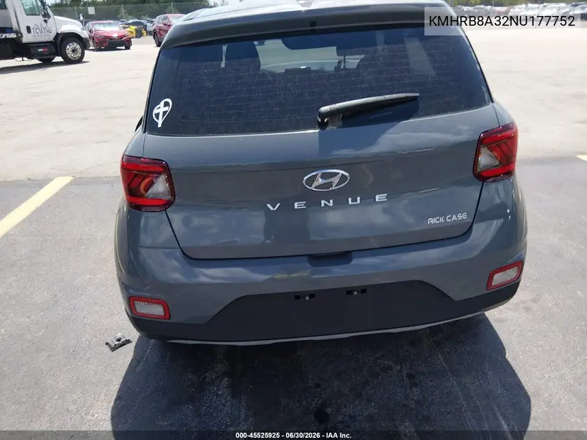 2022 Hyundai Venue Se VIN: KMHRB8A32NU177752 Lot: 45525925