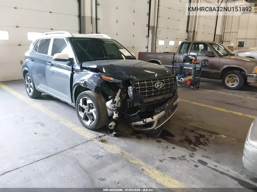 2022 Hyundai Venue Limited VIN: KMHRC8A32NU151892 Lot: 45528296