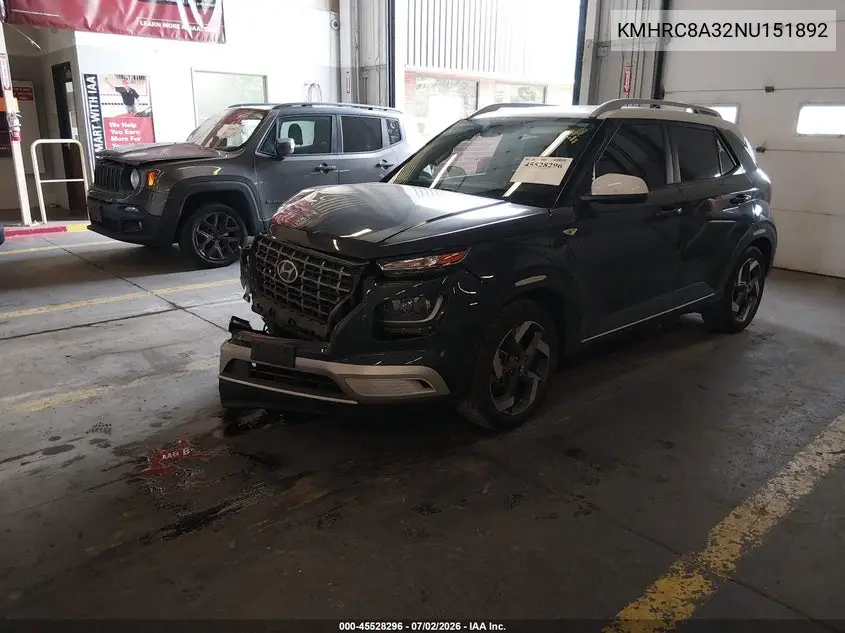 2022 Hyundai Venue Limited VIN: KMHRC8A32NU151892 Lot: 45528296