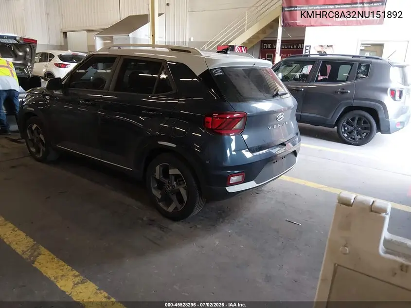 2022 Hyundai Venue Limited VIN: KMHRC8A32NU151892 Lot: 45528296