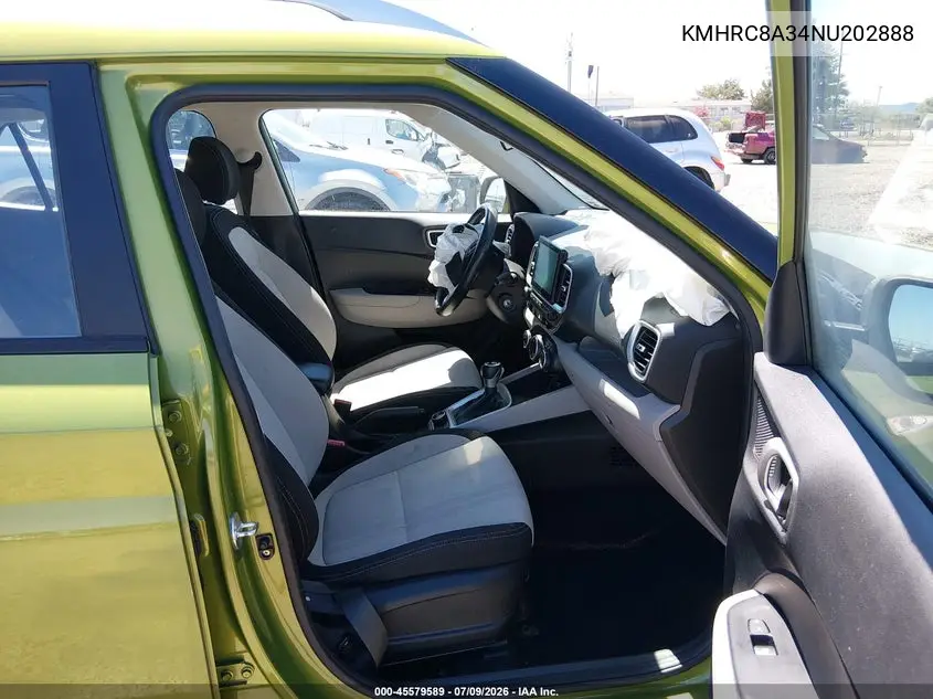 2022 Hyundai Venue Sel VIN: KMHRC8A34NU202888 Lot: 45579589