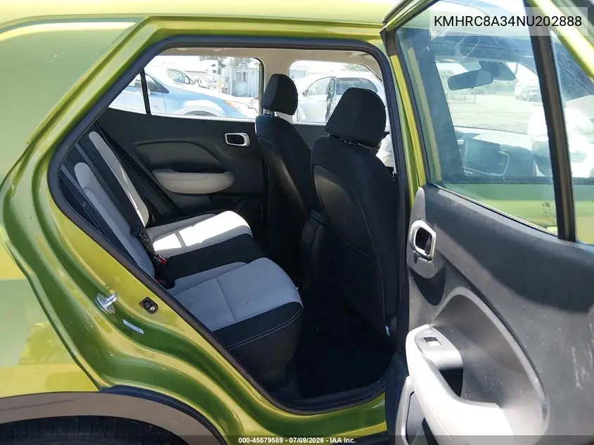 2022 Hyundai Venue Sel VIN: KMHRC8A34NU202888 Lot: 45579589
