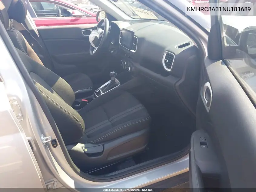 2022 Hyundai Venue Sel VIN: KMHRC8A31NU181689 Lot: 45595689