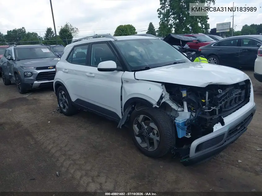 2022 Hyundai Venue Sel VIN: KMHRC8A31NU183989 Lot: 45601482