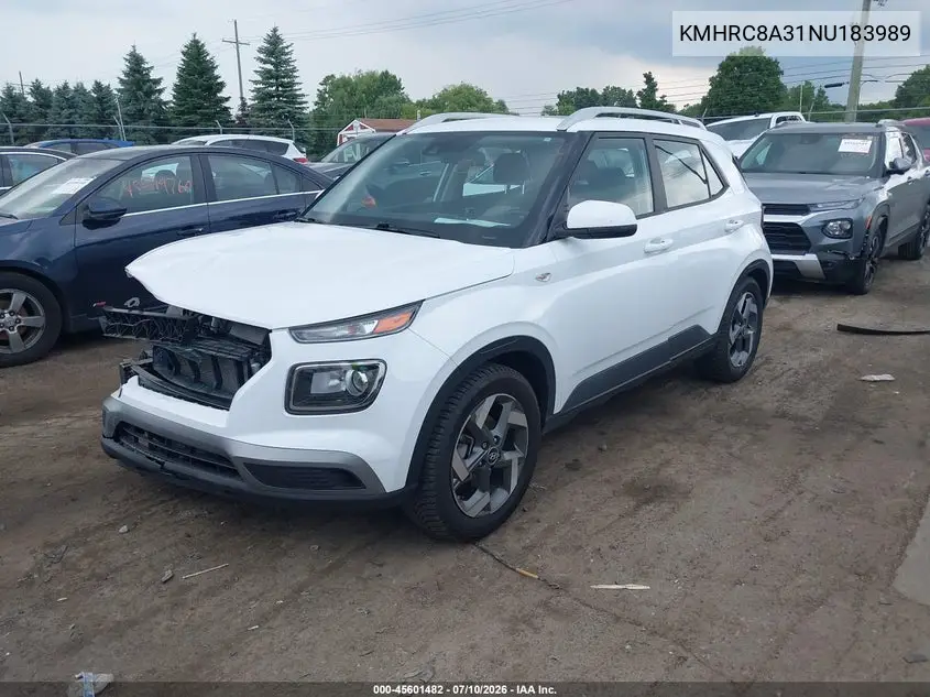 2022 Hyundai Venue Sel VIN: KMHRC8A31NU183989 Lot: 45601482