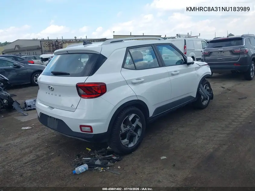 2022 Hyundai Venue Sel VIN: KMHRC8A31NU183989 Lot: 45601482