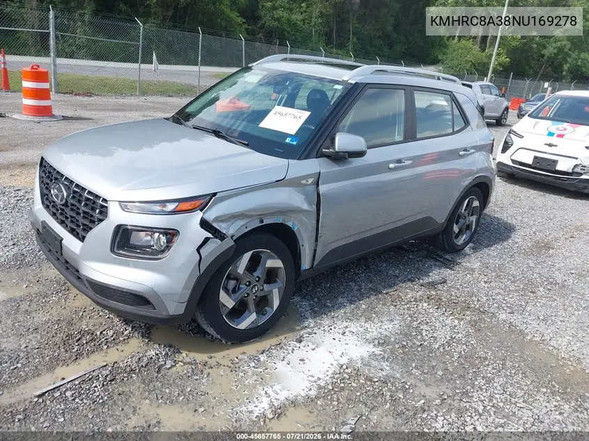2022 Hyundai Venue Sel VIN: KMHRC8A38NU169278 Lot: 45657765