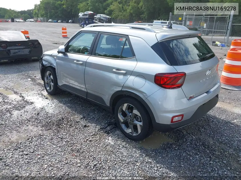 2022 Hyundai Venue Sel VIN: KMHRC8A38NU169278 Lot: 45657765