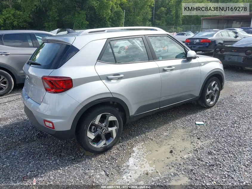2022 Hyundai Venue Sel VIN: KMHRC8A38NU169278 Lot: 45657765